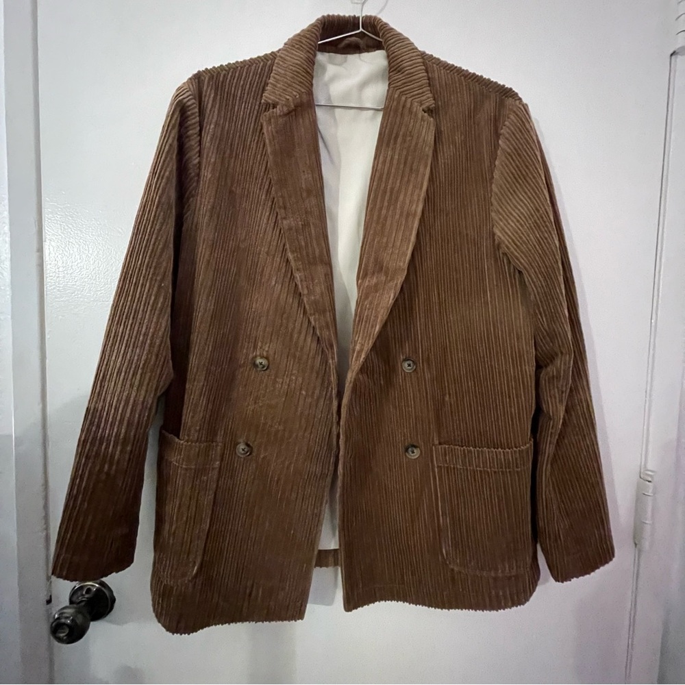 Zara Corduroy Double Breasted Blazer